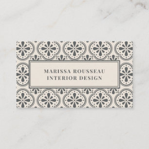 Geometric Gray Cream Pattern Interior Designer Business Card