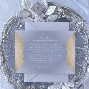 Geometric Gray Gold Gatsby Wedding Enclosure Card