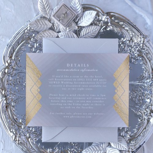 Geometric Gray Gold Gatsby Wedding Enclosure Card