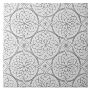 Geometric Gray Patterns Abstract Circles Ceramic Tile