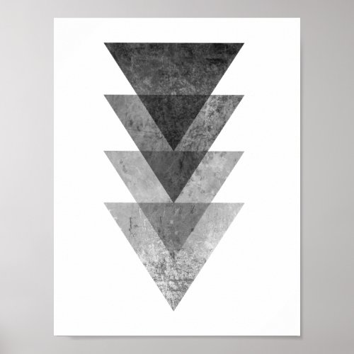 Geometric Gray Triangles Poster