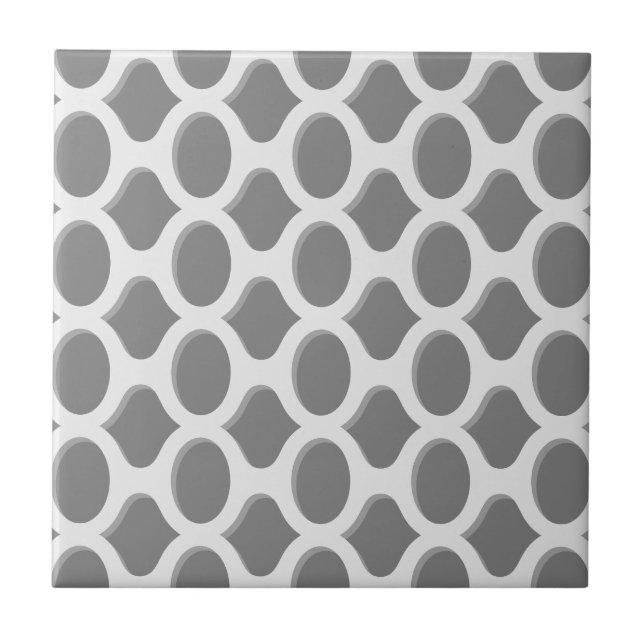 Geometric Gray White Decorative DIY  Ceramic Tile (Front)