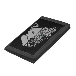 Geometric Gray Wolf Trifold Wallet
