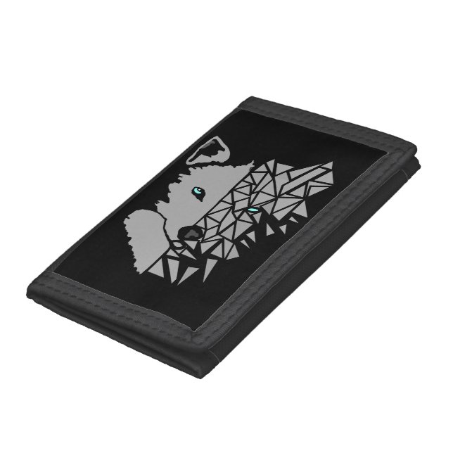 Geometric Gray Wolf Trifold Wallet (Bottom)