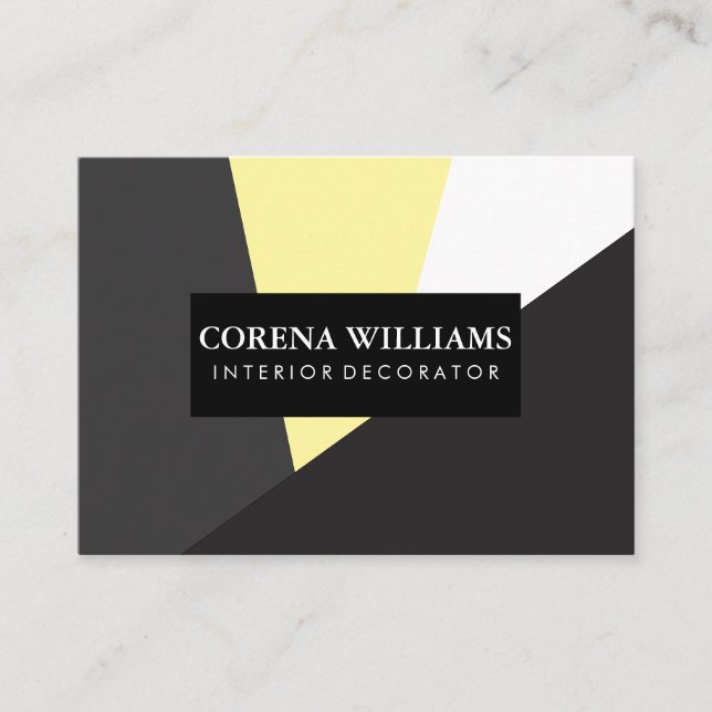 Geometric Gray Yellow White Black Color Blocks Business Card (Front)