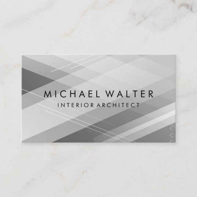 Geometric Grays Layer Background Business Card (Front)