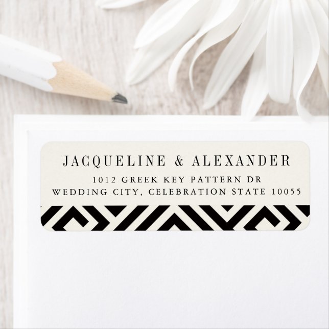Geometric Greek Key Classic Chic Wedding Address Label (Insitu)