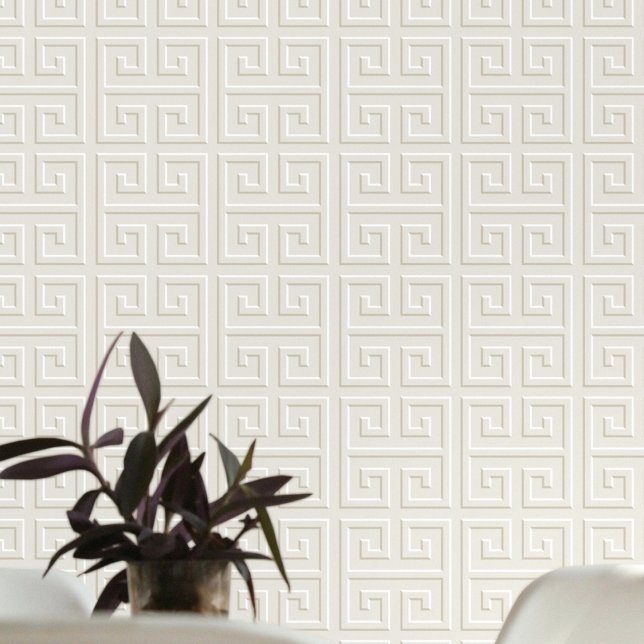 Geometric Greek Key Pattern Off White Beige Wallpaper (Creator Uploaded)
