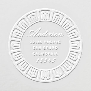 Geometric Greek Style Return Address & Family Name Embosser