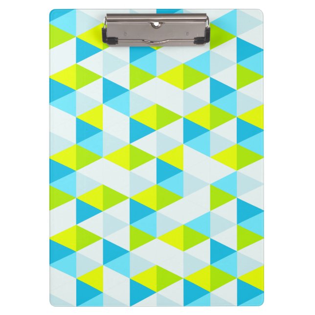 Geometric Green and Blue Triangles Modern Pattern Clipboard (Front)