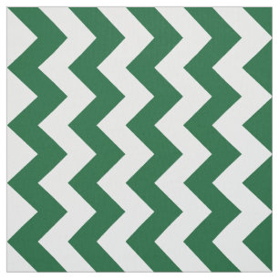 Geometric Green and White Zigzag Pattern Fabric