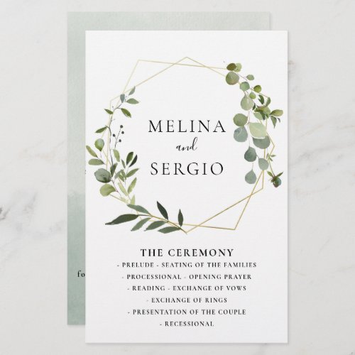 Geometric Green Eucalyptus Leaves Wedding