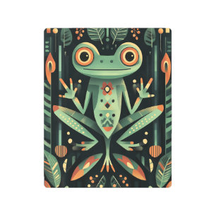 Geometric Green Frog Metal Print