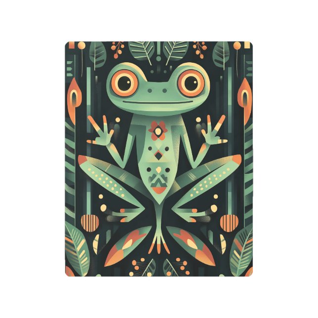 Geometric Green Frog Metal Print (Front)