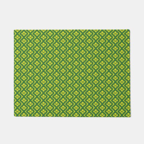 Geometric Green Garland Squares holiday pattern Doormat