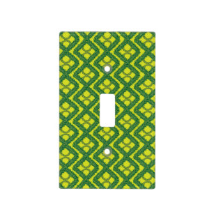 Geometric Green Garland Squares holiday pattern Light Switch Cover