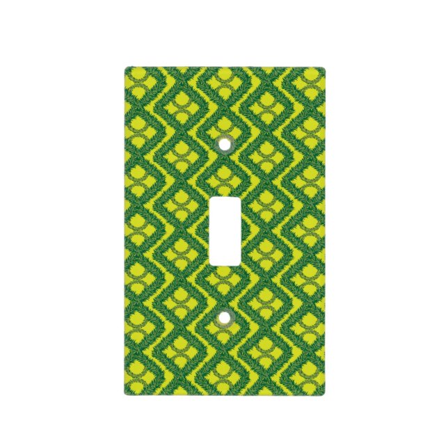 Geometric Green Garland Squares holiday pattern Light Switch Cover (Front)