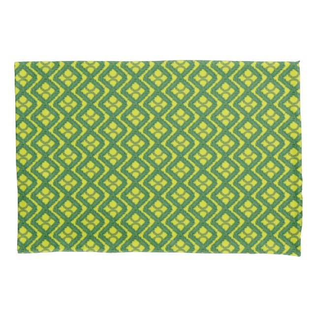 Geometric Green Garland Squares holiday pattern Pillow Case (Front)