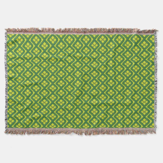 Geometric Green Garland Squares holiday pattern Throw Blanket (Front)