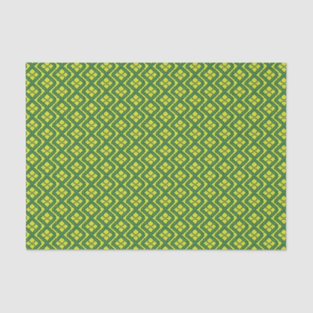Geometric Green Garland Squares holiday pattern Tissue Paper (Front)