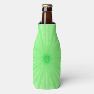 Geometric Green Kaleidoscope Spokes Bottle Coolers
