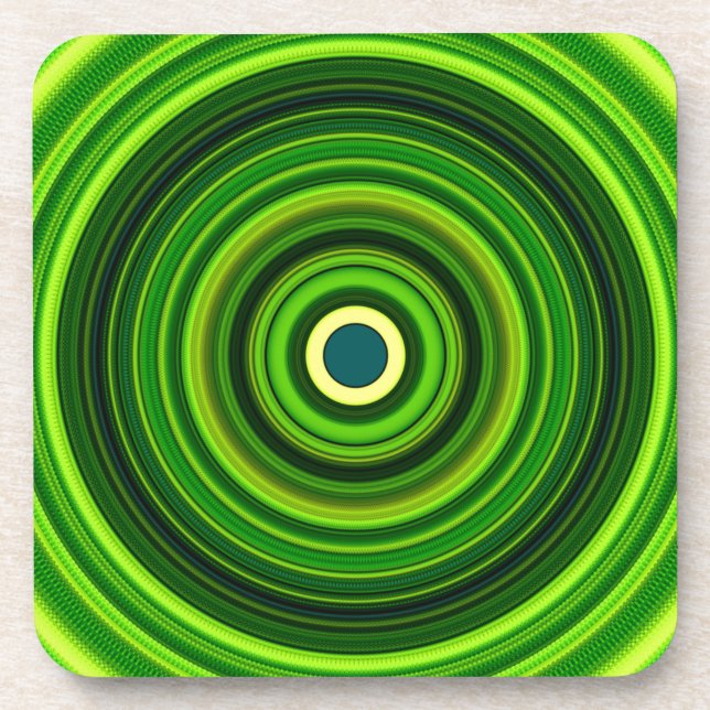 Geometric Green Mandala Design-64055 Beverage Coaster (Front)
