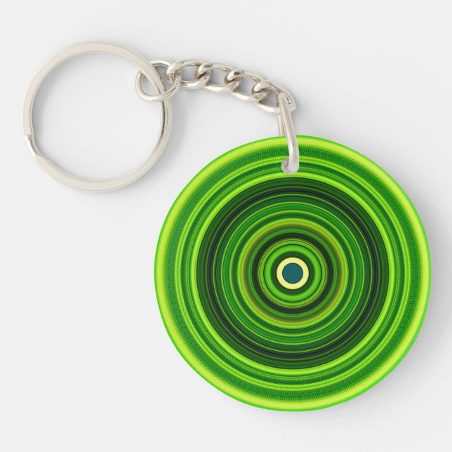 Geometric Green Mandala Design-64055 Keychain (Front)