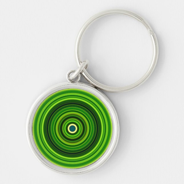 Geometric Green Mandala Design-64055 Keychain (Front)