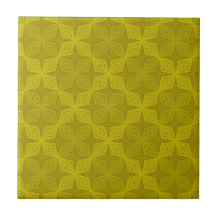 Geometric green olive art deco ceramic tile