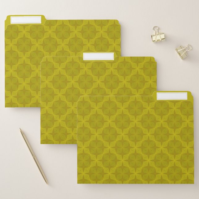 Geometric green olive art deco file folder (Set)