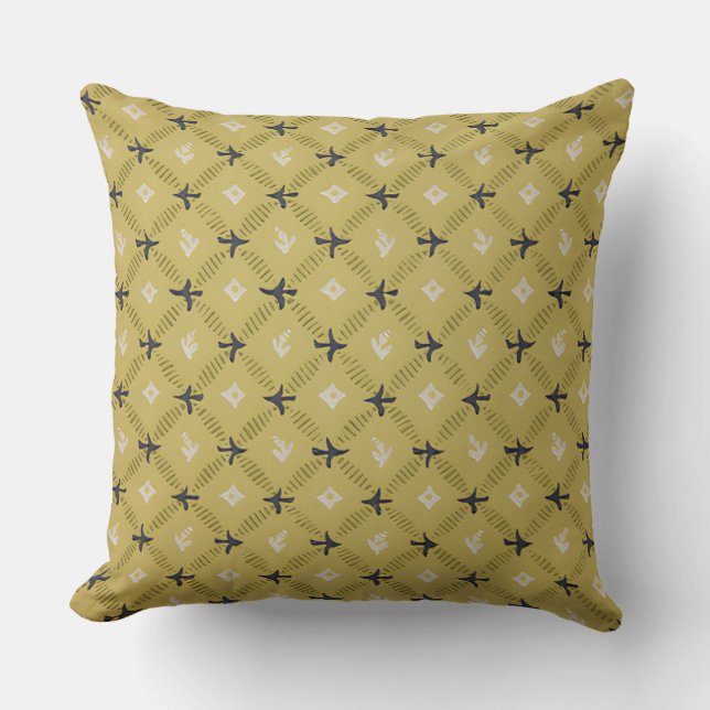 Geometric Green Pattern Throw Pillow (Front)
