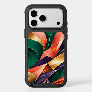 Geometric Green Pink and Gold Abstract Prisms iPhone 17 Pro Max Case