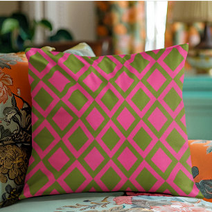Geometric Green & Pink Shape Throw Pillow