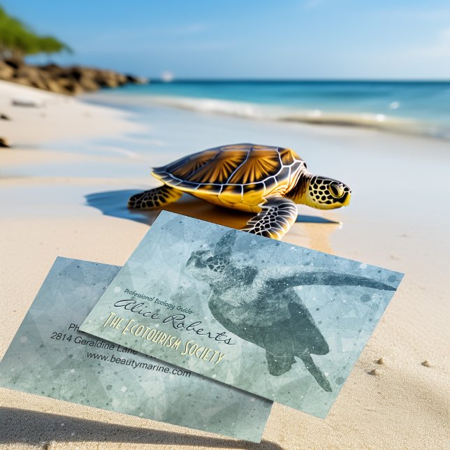 Geometric Green Sea Turtle | Ecology Guides Business Card (Creator Uploaded)