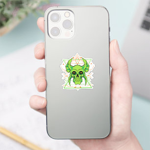 Geometric Green Skull Sticker