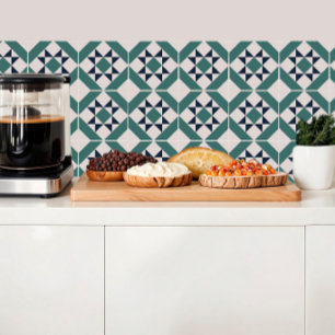 Geometric green tile floor inspiration