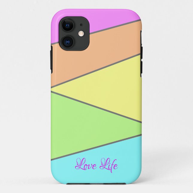  Geometric green, yellow, and Purple iPhone Case (Back)