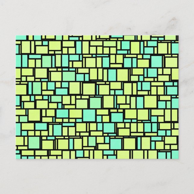 Geometric Green Yellow Pattern Postcard (Front)