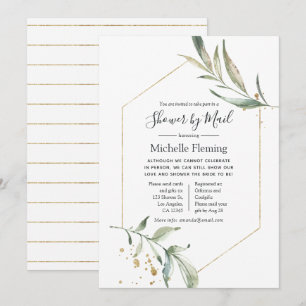Geometric Greenery Baby or Bridal Shower by Mail Invitation