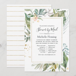 Geometric Greenery Baby or Bridal Shower by Mail Invitation
