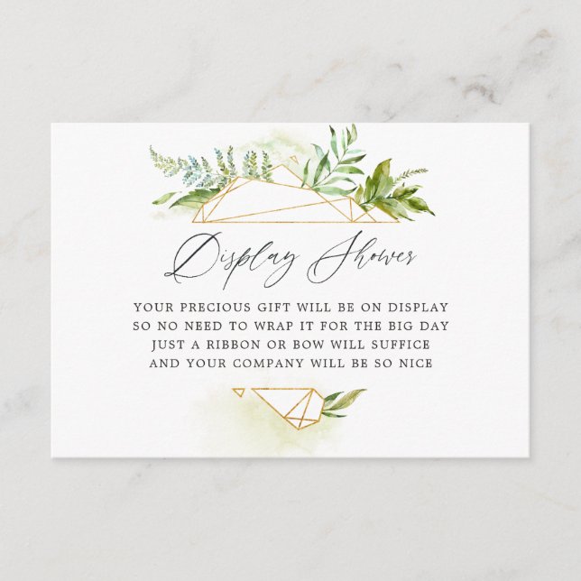 Geometric Greenery Bridal Shower Display Shower Enclosure Card (Front)