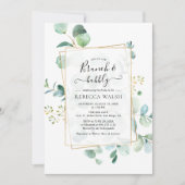 Geometric Greenery Brunch and Bubbly Bridal Shower Invitation (Front)