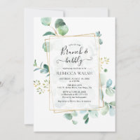 Geometric Greenery Brunch and Bubbly Bridal Shower Invitation