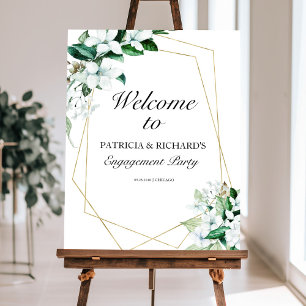 Geometric Greenery Engagement Party Welcome Sign