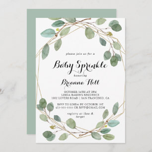 Geometric Greenery Eucalyptus Baby Sprinkle Invitation