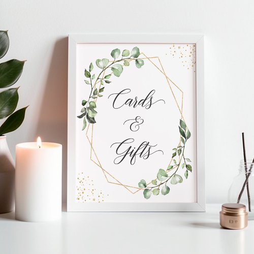 Geometric Greenery Eucalyptus Cards and Gifts Sign