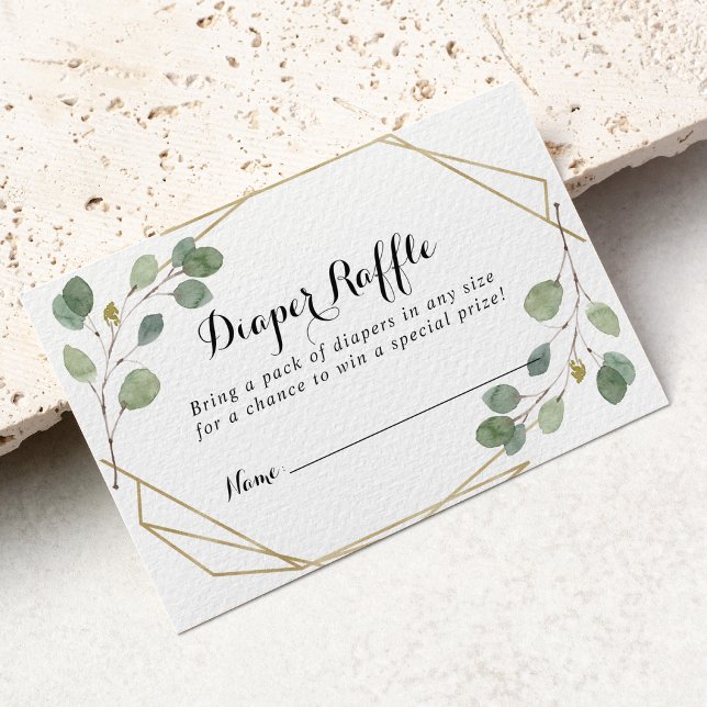 Geometric Greenery Eucalyptus Diaper Raffle Ticket Enclosure Card (Creator Uploaded)