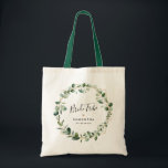 Geometric Greenery Eucalyptus Leaves Bridal Party Tote Bag<br><div class="desc">This tote bag features hand painted watercolor sage green eucalyptus leaves adorned with a gold geometric frame,  paired with a swirly whimsical font,  that can be personalized with your custom text.</div>