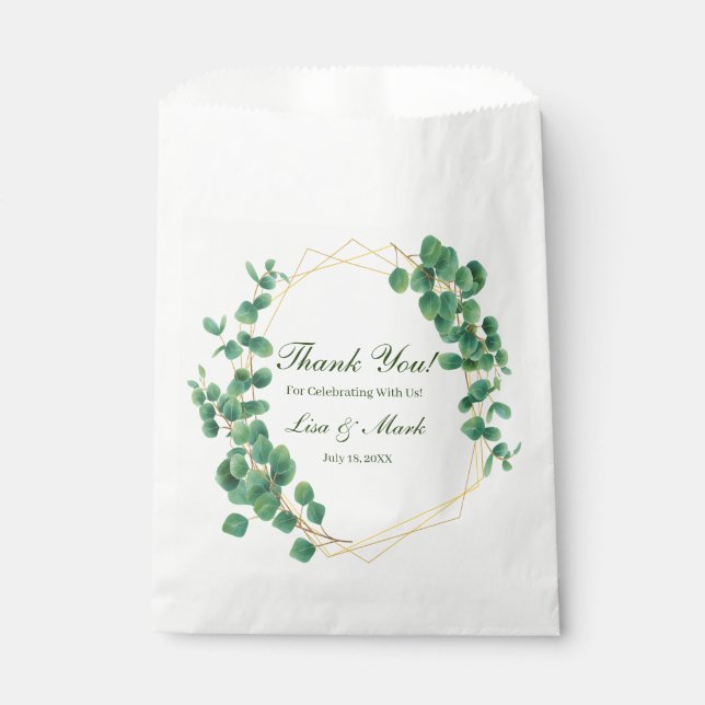 Geometric Greenery Eucalyptus Leaves  Favor Bag (Front)