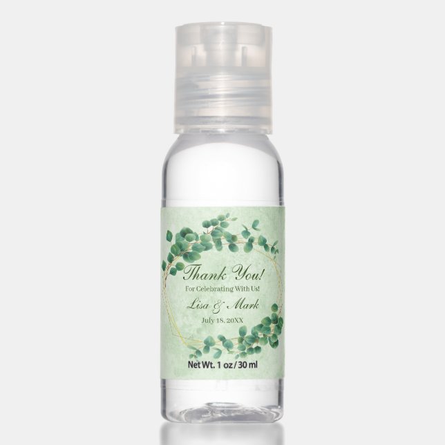 Geometric Greenery Eucalyptus Leaves Hand Sanitizer (Front)